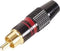 MANNELIJKE RCA PLUG - VERGULDE STEKKER - ZWARTE BEHUIZING - RODE RING (CA051R)
