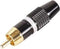 MANNELIJKE RCA PLUG - VERGULDE STEKKER - ZWARTE BEHUIZING - WITTE RING (CA051W)