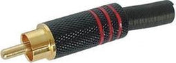 Mannelijke Rca Plug - Vergulde Stekker - Zwarte Metalen Behuizing - Rood