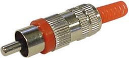 MANNELIJKE RCA PLUG - VERNIKKELD - ROOD (CA116R)