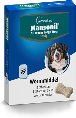 Mansonil All Worm Tasty Ontworming Tabletten Hond 2 tabletten