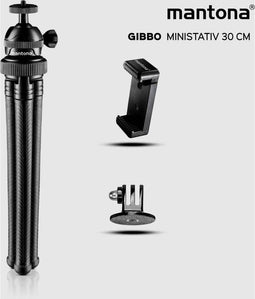 Mantona 22759 Ministatief 1/4 inch, 3/8 inch Werkhoogte: 80 - 300 mm Zwart