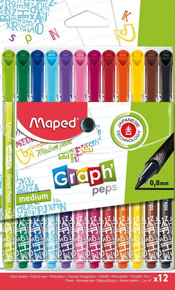 Maped Graph’Peps Fijnlijners 12 Kleuren 0.8 mm