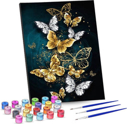 Rubye® Schilderen Op Nummer - Vlinders - Compleet Pakket met Penselen en Verf - 40x50cm