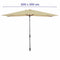 Marbueno Parasol Staal 8 Spaken 200x300 cm Polyester Bruin Tuin, Zwembad, Terras