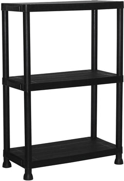 Marbueno - Rek 3 Planken - Kunststof Zwart - 61x31x91 cm - Tuin 10536