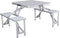 Marbueno Tafelset en 4 Stoelen met Paraplu Gat Vouwbaar Aluminium Grijs Camping en Strand 136X85X67 cm 10439