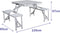Marbueno Tafelset en 4 Stoelen met Paraplu Gat Vouwbaar Aluminium Grijs Camping en Strand 136X85X67 cm 10439