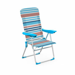 Marbueno Vouwstoel 5 Posities Aluminium met Kussen Oranje en Blauw 69X58X110 cm 10465