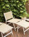 MARCEDDI -Tuinstoel met voetenbank - Beige/Wit - Textileen