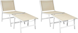 MARCEDDI -Tuinstoel met voetenbank set van 2 - Beige - Textileen
