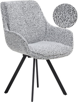 MARCELLUS - Eetkamerstoel - Zwart/Wit - Bouclé
