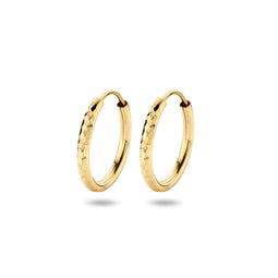 Marie Celeste oorringen ronde buis gediamanteerd - 16 mm - Goud