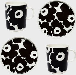 Marimekko - Oiva / Unikko - Ontbijtset - Zwart