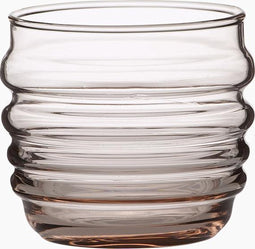 Marimekko set van 2 tumblers of waterglazen in koraalkleurig glas 'Sukat Makkaralla'