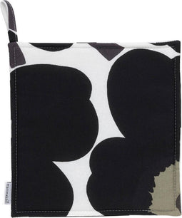 Marimekko Unikko zwart-wit-olijf pannenlap
