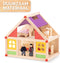 Marionette Wooden Toys Houten Poppenhuis Incl. Meubels en Poppetjes - 11-Delige Kinderspeelgoed Set