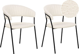 MARIPOSA - Eetkamerstoel set van 2 - Off-white - Fluweel