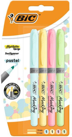 Markeerstift bic grip pastel assorti | 1900 stuks