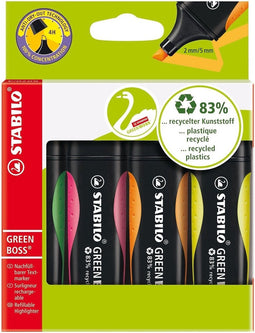 Markeerstift stabilo green boss 6070/4 4st assorti | 5 stuks