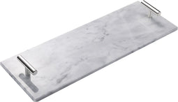 Marmeren dienblad met zilveren hendels 40 x 14 cm