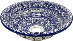 Marokkaanse aardewerk waskom blauw-wit-Ø 35 cm