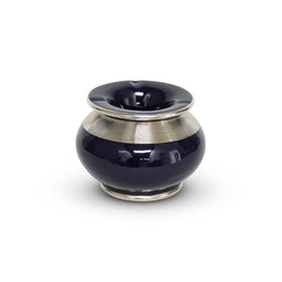 Marokkaanse Asbak met metaal sierband Blauw Ø 12 x 9cm