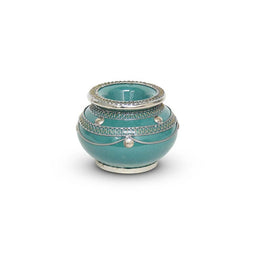 Marokkaanse Asbak met metaal Turquoise Ø 10 x 8,5cm