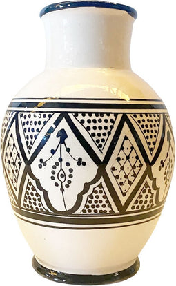 Marokkaanse Hand Geschilderd Vaas - Zwart