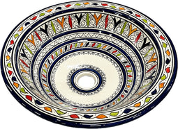 Marokkaanse handgemaakte waskom - Aardewerk (opbouw) wasbak Ø 40 cm