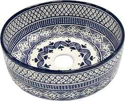 Marokkaanse keramische waskom 28 cm blauw