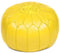 | Marokkaanse Lederen Poef | Geel | Handgemaakt | 50 Ø | Gevuld geleverd |