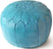 | Marokkaanse Lederen Poef | Lichtblauw | Handgemaakt | 50 Ø | Gevuld geleverd |