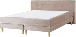 MARQUISE - Tweepersoons boxspring - Beige - 160 x 200 cm - Fluweel