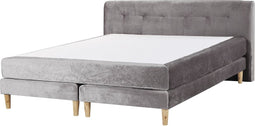 MARQUISE - Tweepersoons boxspring - Grijs - 160 x 200 cm - Fluweel