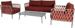 Marrakesh Lounge set aluminium (2X stoelen 1x Bank 1x tafel) - Antraciet
