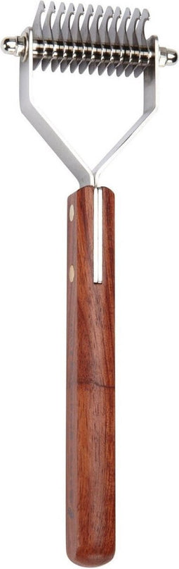 Mars Coat-King Uitdunkam voor Dierenvachten - Fijn 2.5 mm - 10 Messen - Houten Handvat