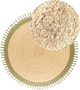 MARTS - Vloerkleed - Beige/Groen - 200 cm - Jute