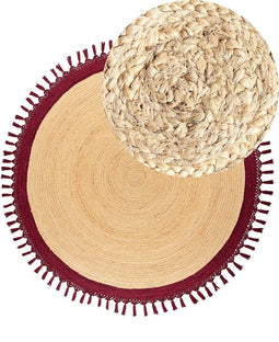 MARTS - Vloerkleed - Beige/Rood - 200 cm - Jute