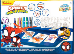 Marvel - Spidey and his Amazing Friends - Spray Pen Set Deluxe (SP22368) - Kleurstiften voor Kinderen - Tekenset met Gekleurde Pennen en Tekensjablonen