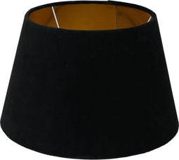Marwa Lampenkap - ø28-ø40x25 cm - Zwart/Goud - Velours - lampenkap voor staande lamp, lampenkappen hanglampen, lampenkappen voor tafellampen, lampenkappen, lampekap, lampenkap velours, lampenkap voor tafellamp, lampenkappen landelijk