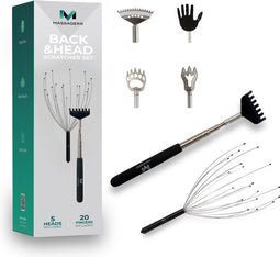 Massagerr® Hoofd & Rug Krabber Set - 5-in-1 Ruggenkrabber met 5 opzetstukken - Hoofdkrabber met 20 Vingers – Rugmassage - Ultieme Krabgevoel - Massage