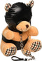 Master Series - Sexy Cadeau - Kinky Knuffel Beer - Vegan Leer - Zwarte en Licht Perzikkleurig