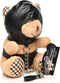Master Series - Sexy Cadeau - Kinky Knuffel Beer - Vegan Leer - Zwarte en Licht Perzikkleurig