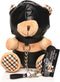 Master Series - Sexy Cadeau - Kinky Knuffel Beer - Vegan Leer - Zwarte en Licht Perzikkleurig