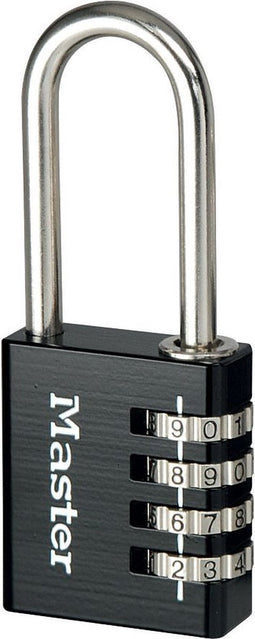 MasterLock Hangslot - Cijferslot - Lange Beugel - Massief Aluminium - Zwart - 40 mm - 7640EURDBLKLH
