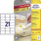 Avery L6023REV-25 - Afneembare Etiketten 63,5x38,1mm - Zelfklevend - Wit (525 stuks)