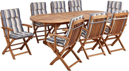 MAUI II - Tuinset voor 8 - Lichthout/Blauw/Beige - Acaciahout