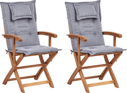 MAUI II - Tuinstoel set van 2 - Lichthout/Grijs - Acaciahout