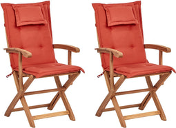 MAUI II - Tuinstoel set van 2 - Lichthout/Rood - Acaciahout